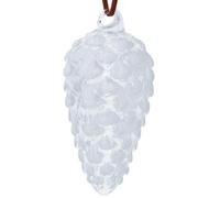 Gisela Graham Glass Pine Cone Bauble, Clear and White, 9cm