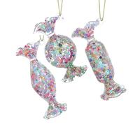 Gisela Graham Glass Sweets Christmas Decorations, set of 3