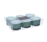 Gisela Graham Glass Tea Light Holder 6-Pieces Set, Green/White