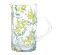 Gisela Graham Glass Water Jug, Yellow Mimosa Flower Design, 1.3ltr