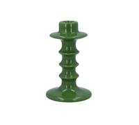 Gisela Graham Glazed Ceramic Hooped Candlestick, 14cm, Candle Holder (Green)
