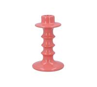 Gisela Graham Glazed Ceramic Hooped Candlestick, 14cm, Candle Holder (Pink)