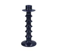 Gisela Graham Glazed Ceramic Hooped Candlestick, 22cm, Navy Blue, Modern Home Decor