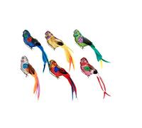 Gisela Graham Glitter Birds Set of 6 Assorted Colours