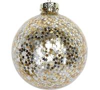 Gisela Graham Gold and Silver Stars Translucent Glass Bauble