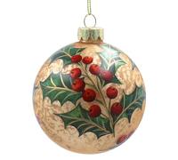 Gisela Graham Gold Bauble Holly Leaf Design, 8cm