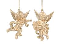 Gisela Graham Gold Cherub Christmas Decorations - set of two