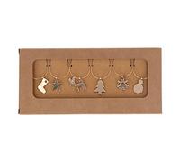 Gisela Graham Gold Christmas Glass Charms Pack of 6