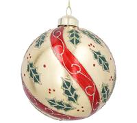 Gisela Graham Gold Glass Bauble, Holly Design, 10cm
