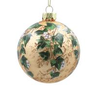 Gisela Graham Gold Glass Bauble with Ivy Leaf Design, 8cm