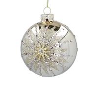 Gisela Graham Gold Glass Christmas Bauble with Gold Starburst Design, Round, 8cm