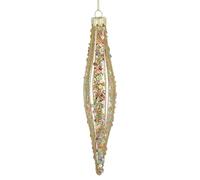 Gisela Graham Gold Glass Teardrop Buable with Multi Sequin Stripes