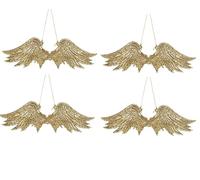 Gisela Graham Gold Glitter Angel Wings Decorations Set of Four