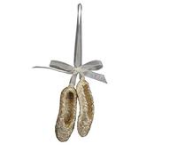 Gisela Graham gold glitter ballet shoes tied with ribbon - christmas tree decoration