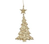 Gisela Graham Gold Glitter Christmas Tree Hanging Decoration