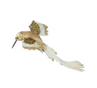Gisela Graham Gold Glitter/Feather Hummingbird Clip Tree Hanging Decoration