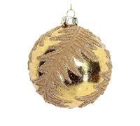 Gisela Graham Gold Leaf Bauble with Beaded Leaf Detail - Christmas Bauble - Glass - Wedding, Christmas