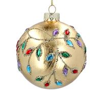 Gisela Graham Gold Leaf Multi Jewel Christmas Bauble 8cm