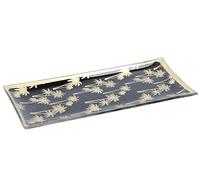 Gisela Graham Gold Palm Black Glass Trinket Plate