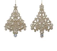 Gisela Graham Gold Sparkling Filigree Tree Christmas Decorations - set of two