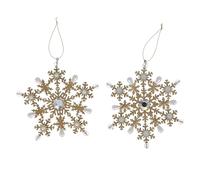 Gisela Graham Gold Sparkling Tin Snowflake, set of 2