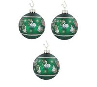 Gisela Graham Green 12 Days of Christmas Glass Baubles, Set of 3