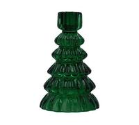 Gisela Graham Green Glass Christmas Tree Shaped Candle Holder