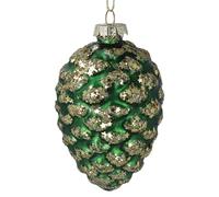Gisela Graham Green Glass Pine Cone Bauble, 10cm