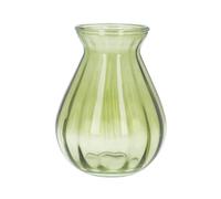 Gisela Graham Green Glass Posy Vase, 14cm, Ribbed Finish, Contemporary Style, Table Decor
