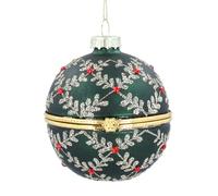 Gisela Graham Green Leaf Trellis Glass Bauble Gift Box