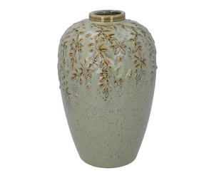 Gisela Graham Green Reactive Glaze Decorative Vase, Large, Vine Design