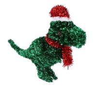 Gisela Graham Green Tinsel T-Rex Christmas Decoration, Novelty, 38cm