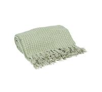 Gisela Graham Green Woven Cotton Throw Blanket
