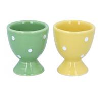 Gisela Graham Green & Yellow Polka Dot Egg Cups - set of two