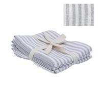 Gisela Graham Grey Striped Cotton Tea Towels, 45x75cm, Pack of 3