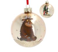 Gisela Graham Gruffalo Glass Christmas Bauble, Gold, 8cm, Hanging Ornament