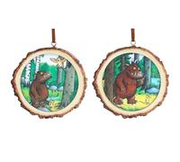 Gisela Graham Gruffalo Wood Log Christmas Tree Decorations, set of 2