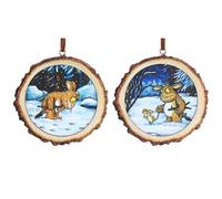 Gisela Graham Gruffalo's Child Wood Log Christmas Tree Decorations, Set of 2