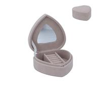 Gisela Graham Heart Shaped Velvet Jewellery Box, Grey, Small, Jewellery Storage