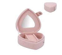 Gisela Graham Heart Shaped Velvet Jewellery Box, Small, Jewellery Storage (Pink)
