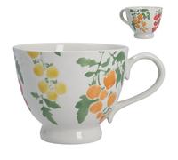 Gisela Graham Heirloom Tomato Stoneware Soup Mug, 480ml, White with Red and Orange Tomato Pattern