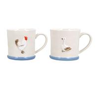 Gisela Graham Hen and Duck Stoneware Mini Mug, Set of 2
