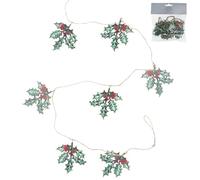 Gisela Graham Holly Christmas Garland, Wood, 120cm, Red and Green