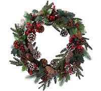 Gisela Graham Holly Wreath with Red Berries Christmas Door Wreath