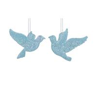 Gisela Graham Ice Blue Acrylic Dove Christmas Decorations - set of two