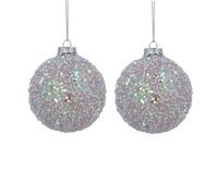 Gisela Graham Iridescent Pink Beaded Christmas Baubles, Set of 2