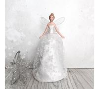 Gisela Graham Iridescent White Snowflake Gown Fairy Tree Topper