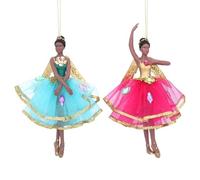 Gisela Graham Jewelled Resin/Fabric Fairy Tree Hanging Decorations (Set of 2)