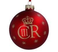Gisela Graham King Charles III Christmas Bauble, Red, 8cm