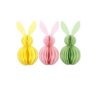 Gisela Graham Large Pastel Honeycomb Bunny Decorations - set of three